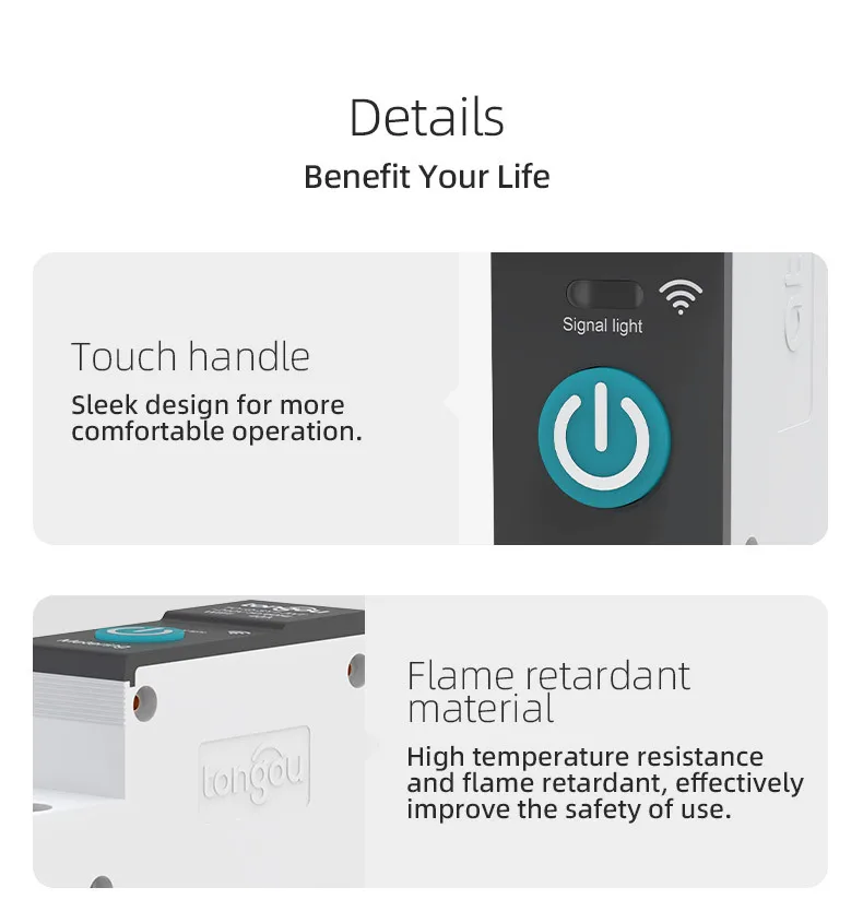 S295d1e97f1d14f76b113710276de3d22T TUYA WIFI Smart Circuit Breakers With Metering 1P 63A DIN Rail for Smart Home wireless Remote Control Switch by APP TONGOU
