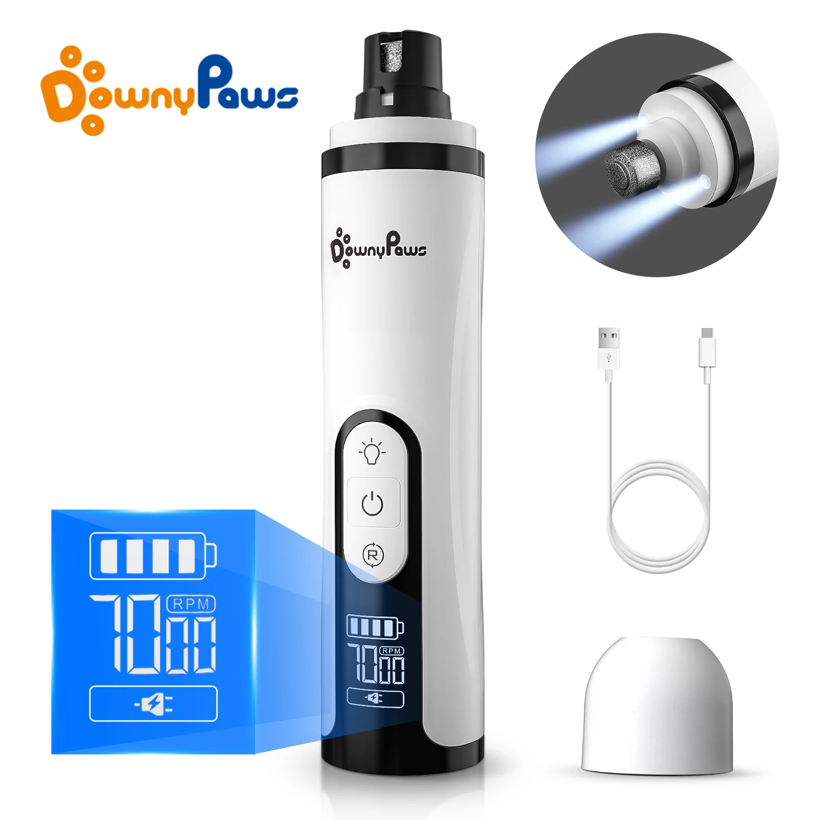 DownyPawsElectricNailClipperForDogGrinderWith2LEDLights