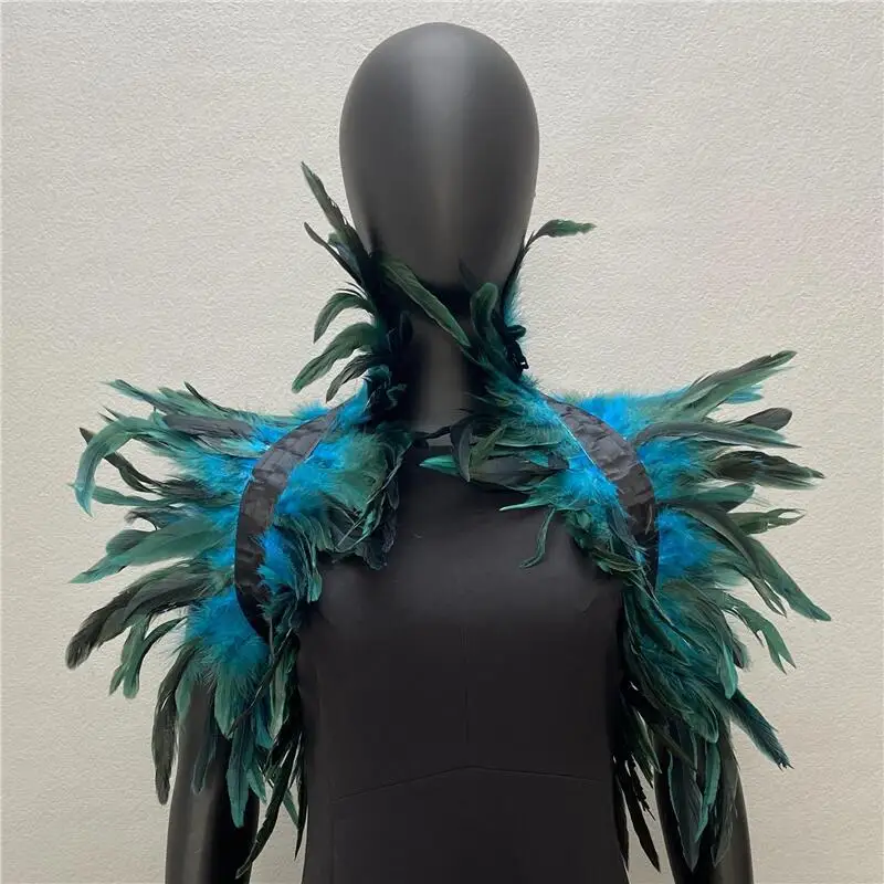 Fake Collar Detachable Collar Shawl New Luxury Feather Shawl Women Solid Color Scarf Women Punk Gothic Feather Shawl Shoulder Fake Collar Halloween Cosplay Costume