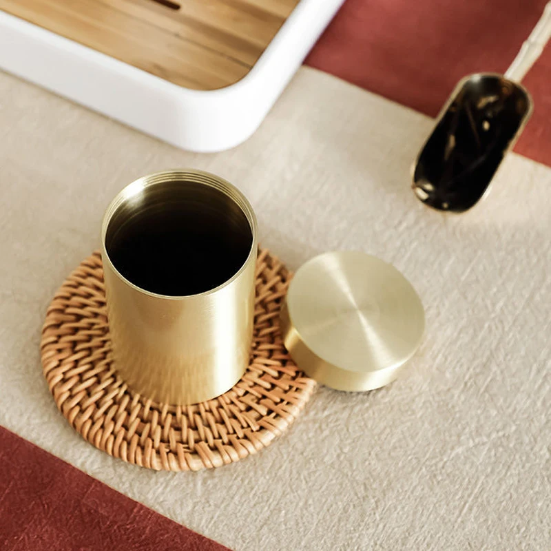 Airtight Tea Canister Copper Incense Coffee Powder Container Portable Tea Tins Food Jars Sugar Spices Powder tea tin box,tea canister,airtight container