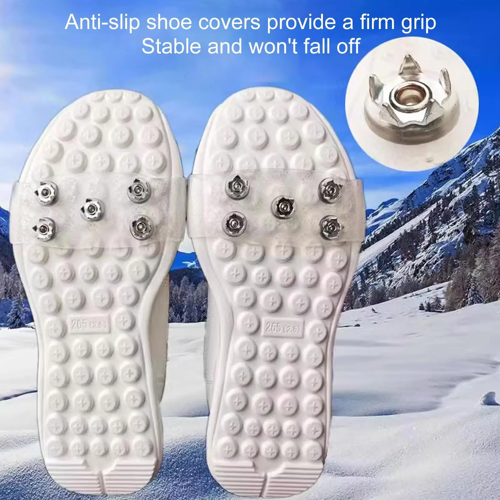 5 Studs Snow Ice Claw Anti-Skid Thermo Plastic Elastomer Climbing Shoes Spikes Grips Cleats Over Shoes Covers Crampons