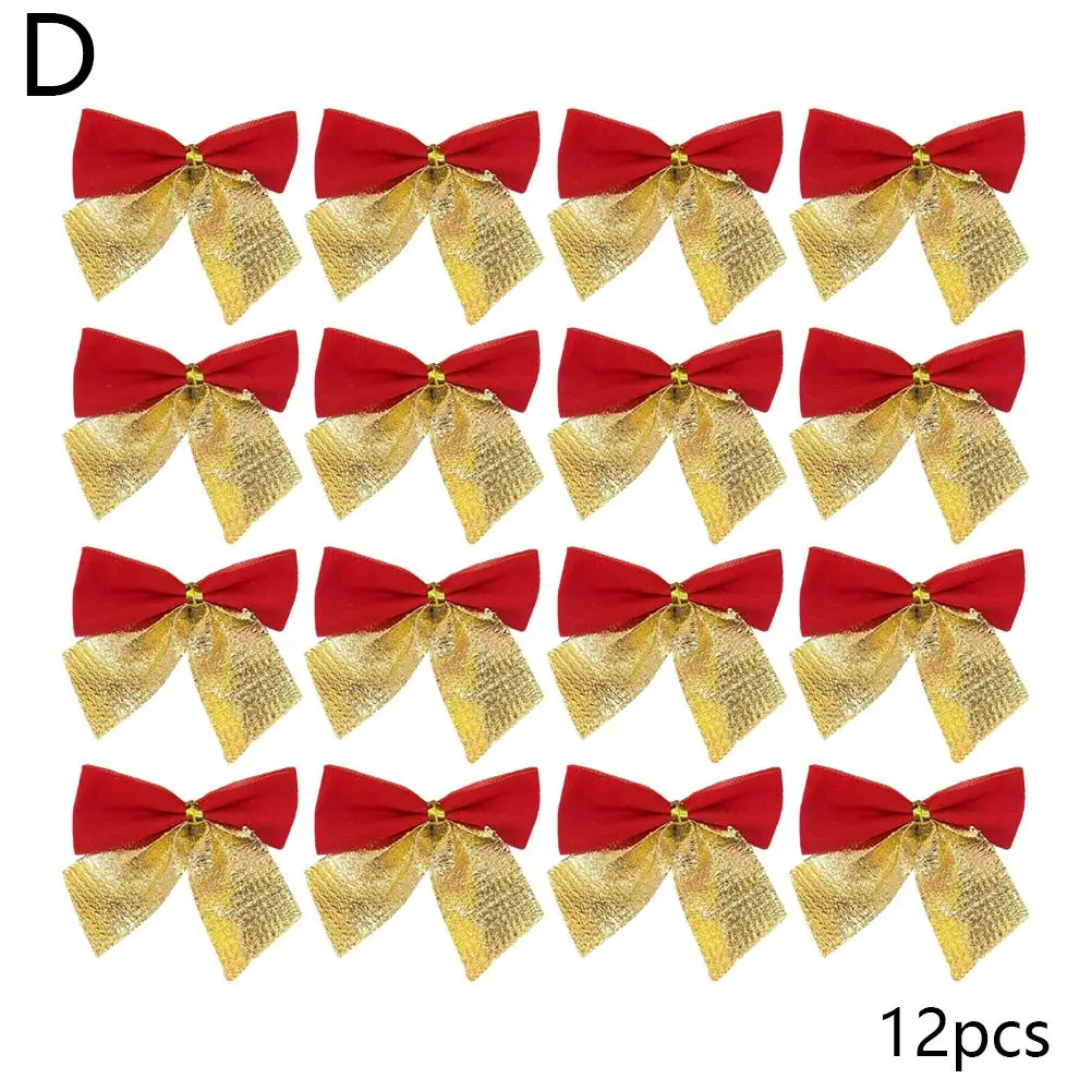 thumbnail image 1 of Paquete de 12 adornos navideños con lazos, lazos dorados, plateados y rojos, decoración para árbol de Navidad de Año Nuevo para festivales en casa, Navidad 2024, 1 of 5
