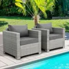 Outdoor Sofa Wicker Patio Chairs Set of 2, Porch Single Chair Grey Rattan Deep Seating Armchair Balcony Furniture with Gr 3