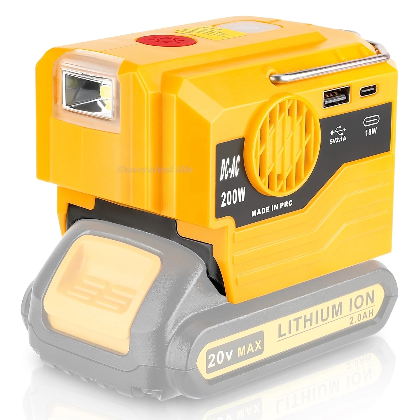 Portable Inverter for Dewalt 20V Battery 200W DC to AC 120-220V Adapter with USB