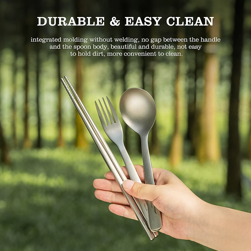 Description Picture 6 of itemBoundless Voyage Titanium Spoon Fork Chopsticks Set Outdoor Camping Ultralight Cutlery Portable Tableware for Soup Pasta 68-71T