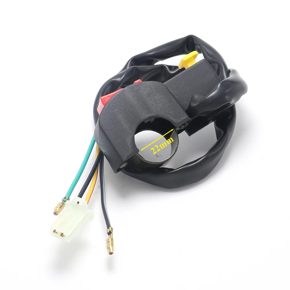 Motorcycle Switch 22mm 7/8" Handlebar Electric Starter Start & Stop ATV ON/OFF Button Flameout with 4 Wire Connection