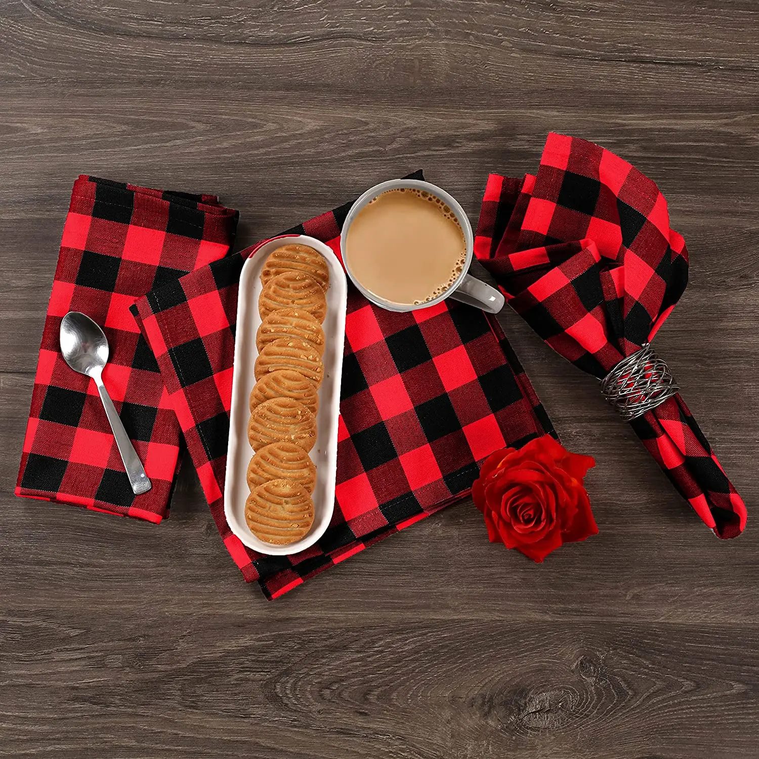 6pcs Classic Plaid Table Napkins 18inch*28inch Cotton Christmas Decoration Cloth Napkins Kitchen Hotel Dinner Decor
