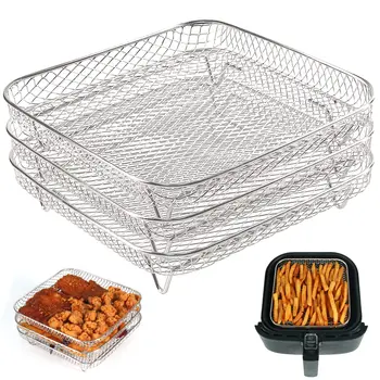 Griglia per friggitrice ad aria per forno, cestello per friggitrice ad aria in acciaio inossidabile 304 a 3 strati Griglia Fornello a vapore Gadget da cucina Strumenti di cottura 1