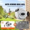 SucceBuy Retractable Hose Reel 180° Swivel Bracket Wall-Mounted Garden Water Hose Reel with 9-Pattern Nozzle Automatic Rewind