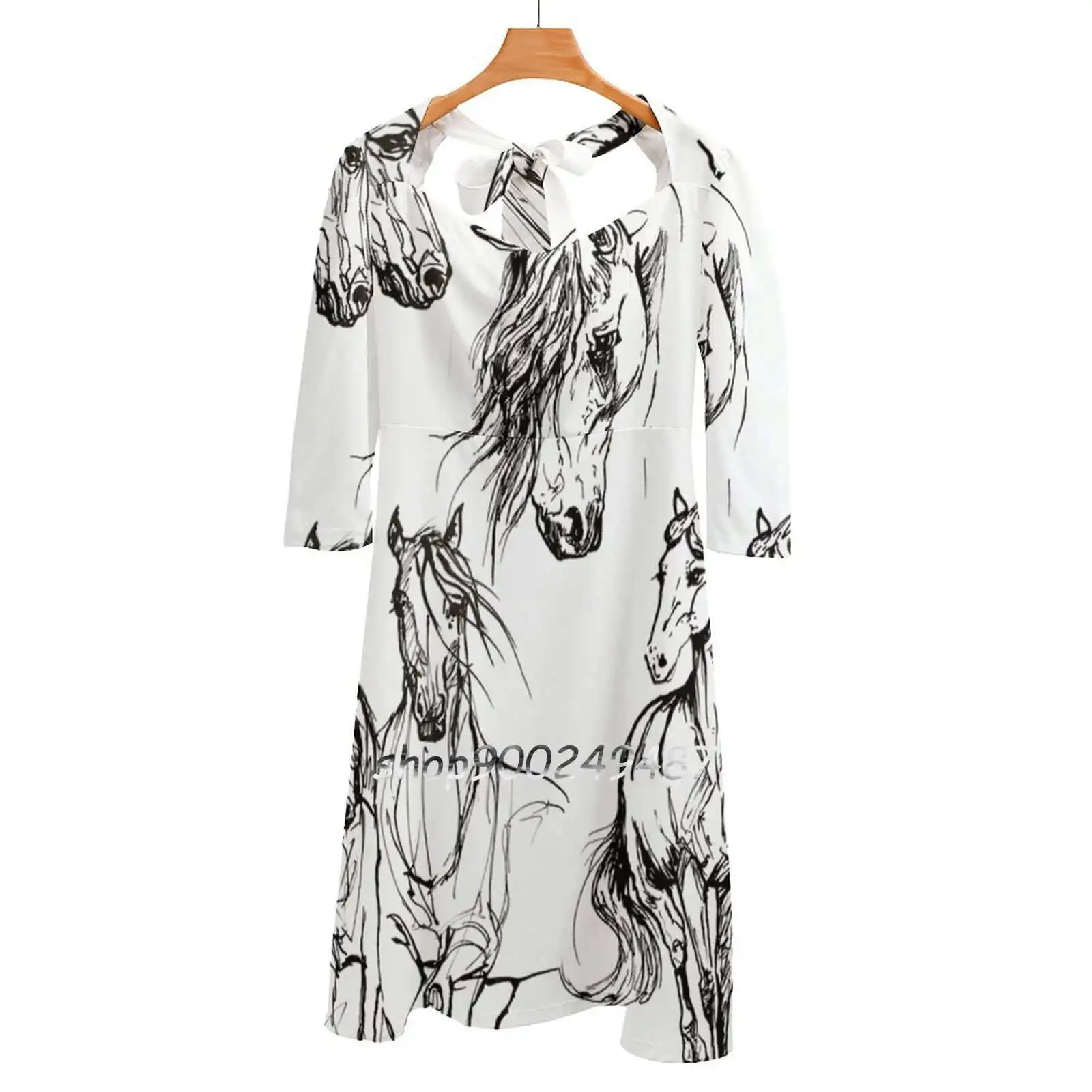 

Horse Lover Sweetheart Knot Flared Dress Fashion Design Large Size Loose Dress Horse Horses Caballo Caballos Horse Lover I Love