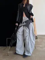 Women's Y2K Style Wide Leg Cargo Pants Cross-layer Straps Design Casual Hip Hop Dance Streetwear Trousers - Image 3