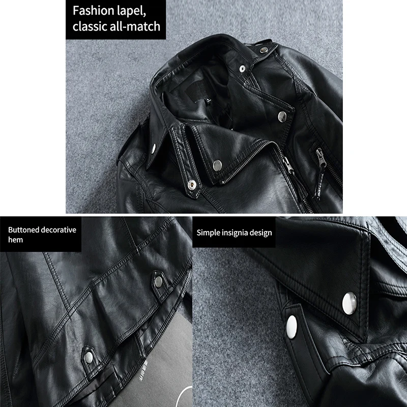 Spring Fall Women Short Black PU Jacket Gothic Punk Style Fashion Goth Winter Coats Motorcycle Leather Jacket Casual Wild Coat