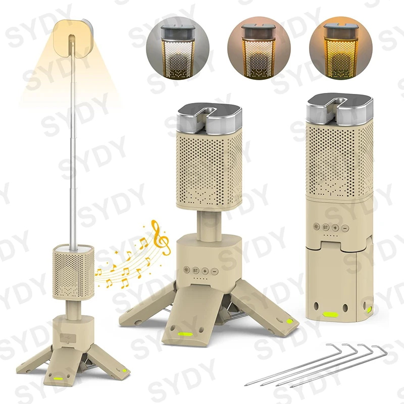Description Picture 2 of item14000mAh Camping Lantern Rechargeable Telescopic Lighting Magnetic Stand with Speaker Portable Waterproof Outdoor LED Flashlight