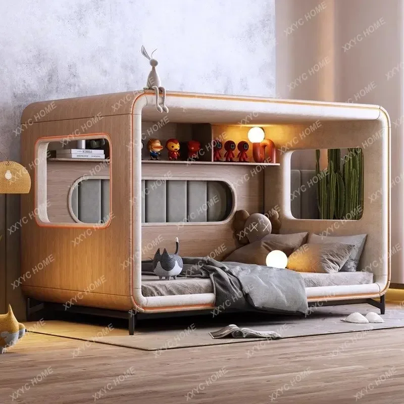 

Space Capsule Children's Bed Boy Single Bed Faux Leather Girl Princess Small Apartment