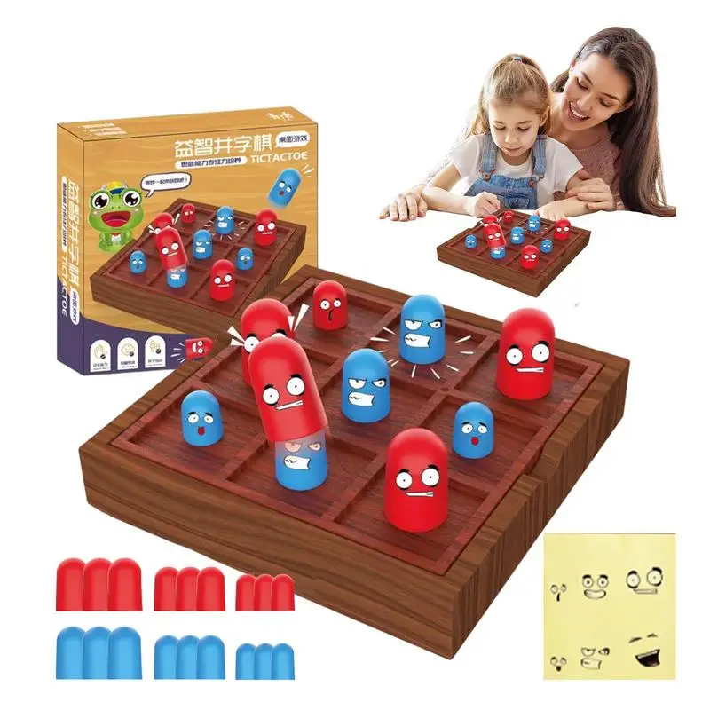 WoodenTabletopGamesForKidsSolitaireBoardGameTickTacToe