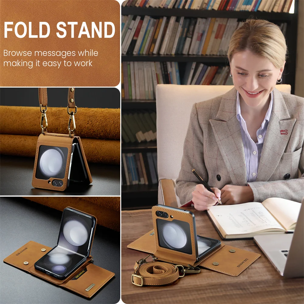 Magnetic Leather Wallet Phone Case with Card Holder & Kickstand