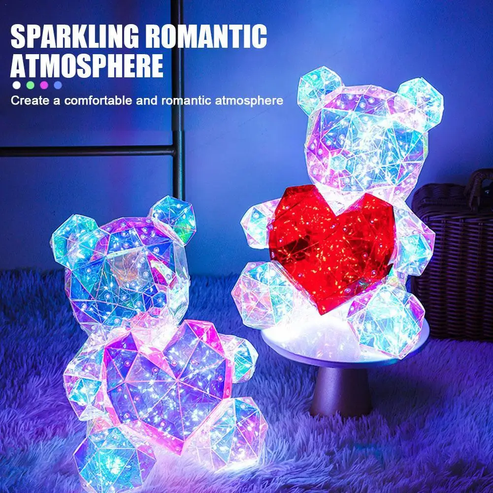 

Colorful Glowing Bear LED Lamp 30CM High Fantasy LED Little Bear Lamp Romantic Girlfriend Surpris Birthday Valentine'S Gift 2024