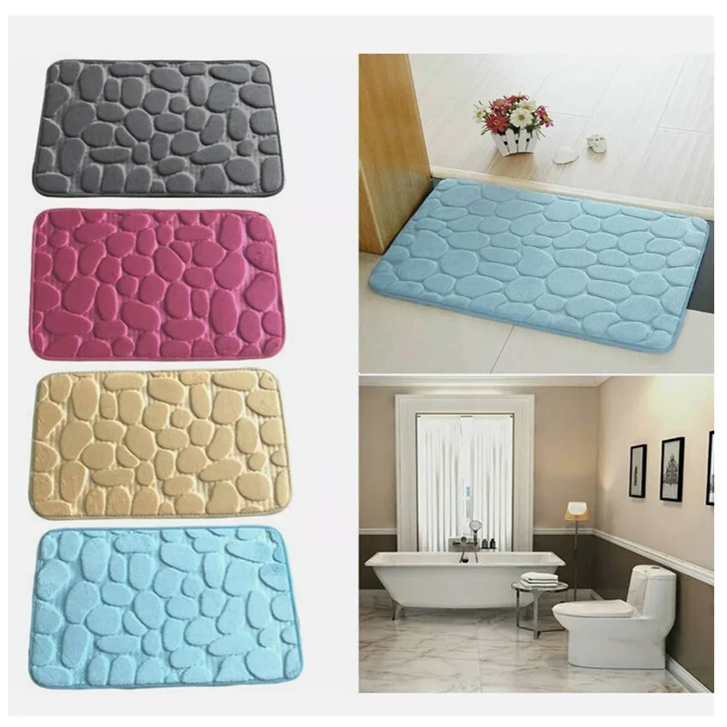 U-Shaped Water Absorbing Foam Bath Mats Toilet Mat Bathroom Coral Fleece Carpet Rug Anti-slip Floor Toilet Home Decor Household