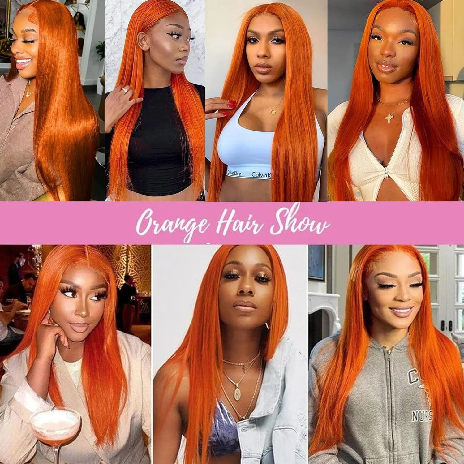 250% 26 Inch Ginger Lace Front Wigs Human Hair Pre Plucked 350 Orange Wigs 13x4 Lace Front Ginger Orange Straight Human Hair