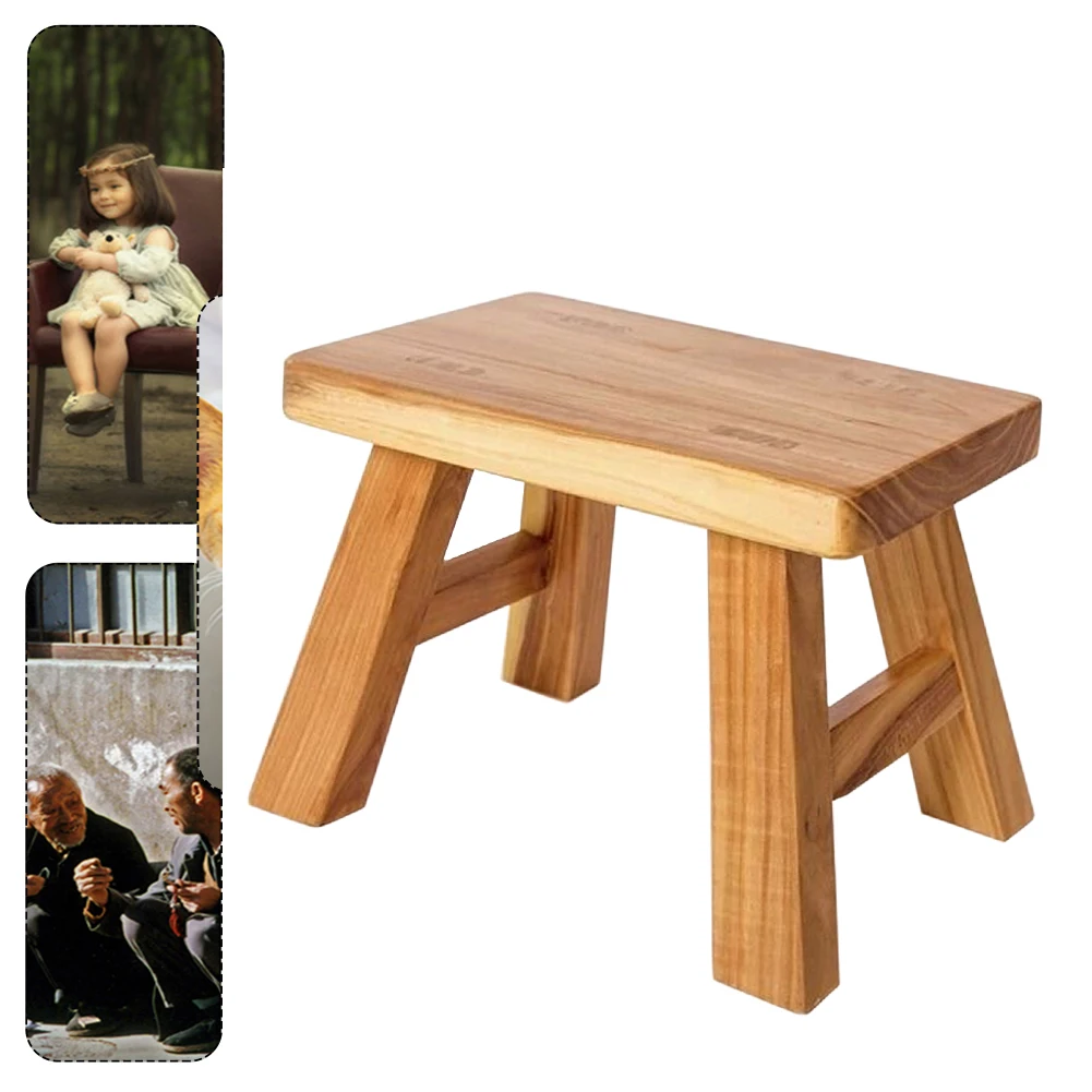 Stable Bedroom Bathroom Gift Wooden Stool Step Ladder Hallway Baby Kids With 4 Legs Living Room Home Decor Portable Solid