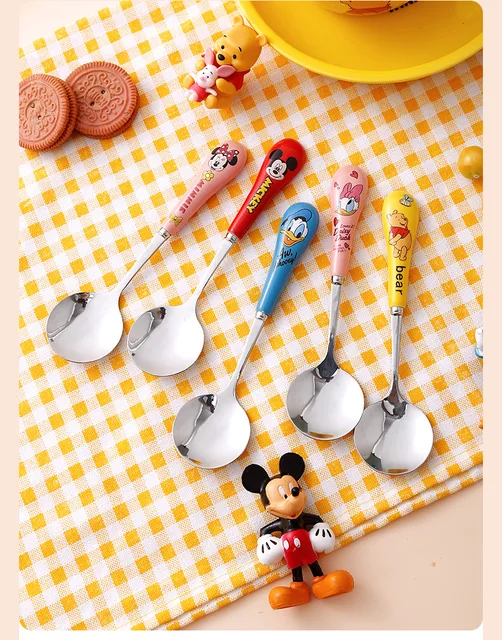 6 Piezas Cucharas de Postre Pequeñas, Cuchara de Café Infantil de Acero  Inoxidable con Forma de Donuts y Mickey Mouse, Lindas Cucharas de Postre  Pequeñas Cucharas para Postre Crema Café Helado JM