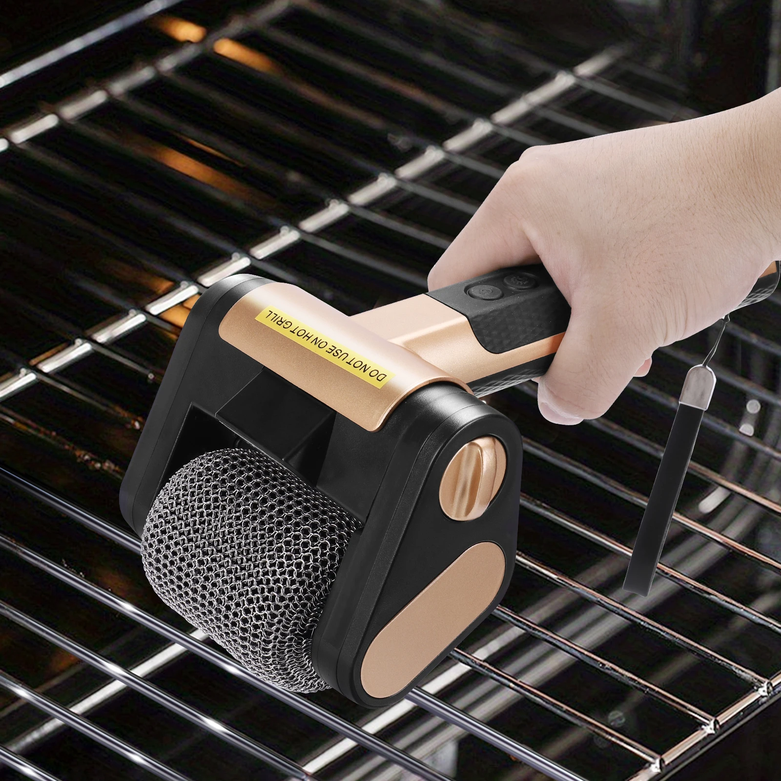 350RPM Bristle-Free Rotating Grill Brush with LED Light Brushless Electric Grill Cleaner Rechargeable for Kitchen Grill Camping