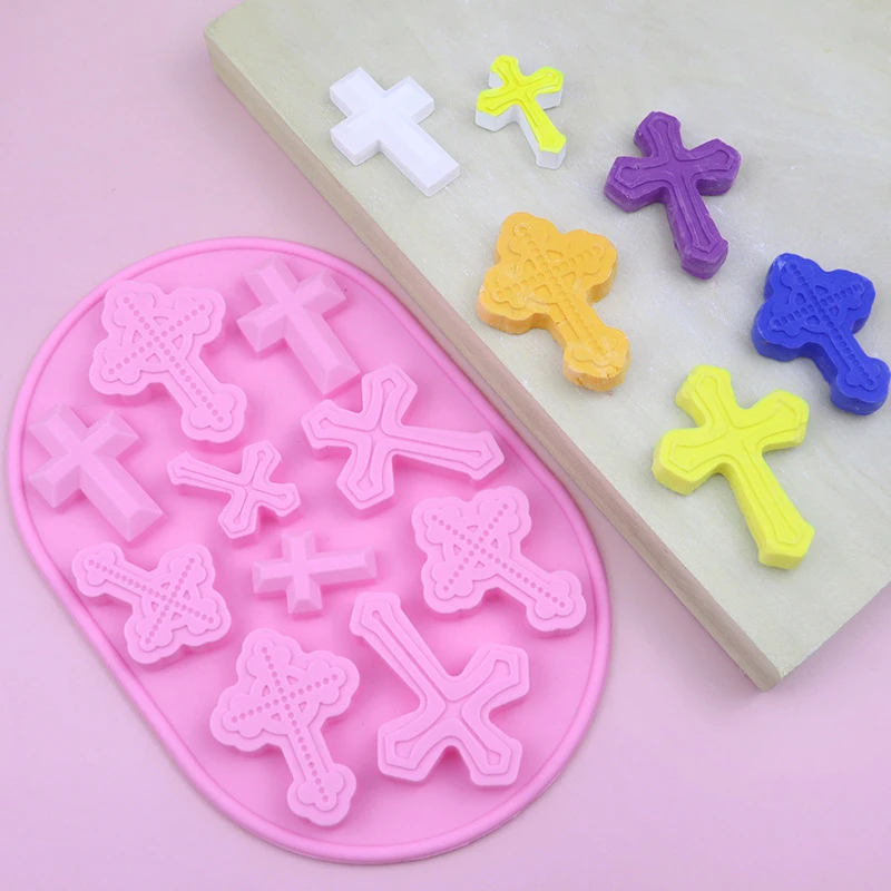 10 Hole Retro Cross Silicone Mold Chocolate Mold DIY Baking Handmade Biscuit Handmade Soap Making Aromatherapy Gypsum