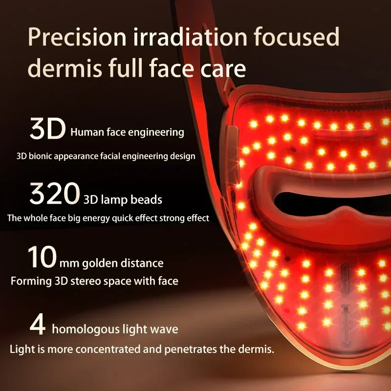 4D Silicone Face LED Mask 7 Colors Red Light Therapy Face Photon Light Skin Rejuvenation Anti Wrinkle Anti Acne Facial Beauty face mask led facial mask