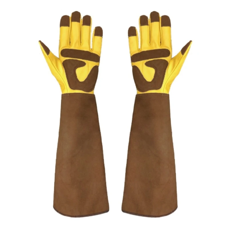 Long Gardening Gloves for Men and Women Leather Rose Pruning Gloves Breathable Durability with Thorn Proof Gauntlets 3