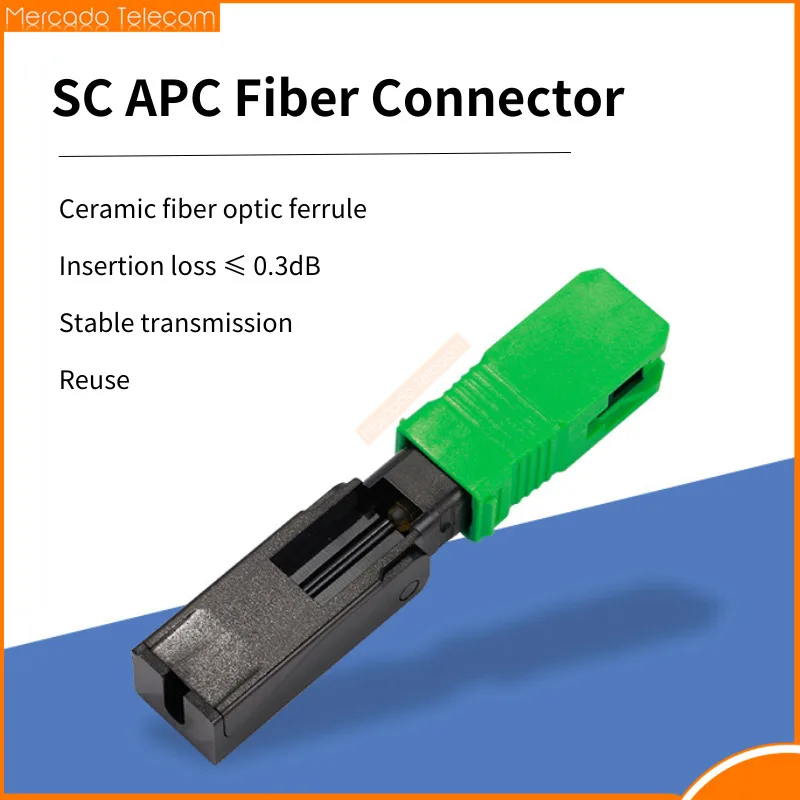 

50-200pcs High Quality SC APC Single-Mode Fiber Optic Quick connector FTTH Cold Connector Tool Field Assembly Adapter