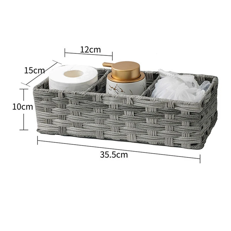 A01F-Bathroom Toilet Organizer,Back Of Toilet Storage Basket,Waterproof Storage Baskets For Tank 3 Section 2Pack