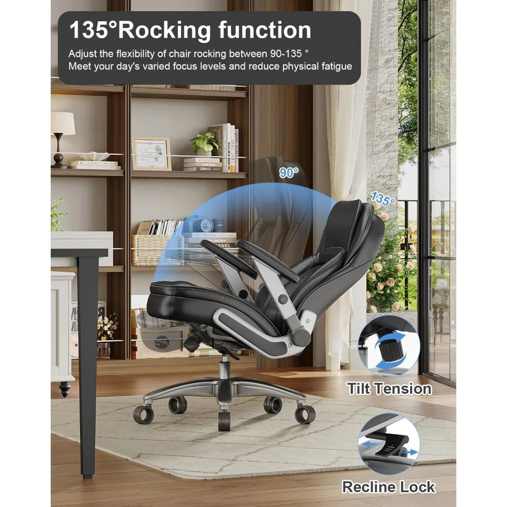 Executive Office Chair with Adjustable 5D Arms, 600lbs Big and Tall Office Chair 5