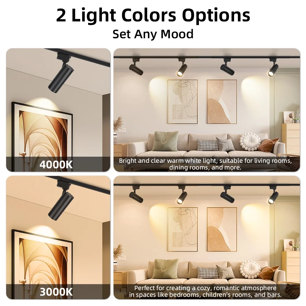 Brightness Control LED Track Light COB Ceiling Lamps 20W Rail Lighting System For Clothing Store Kitchen Smart Home Living Room