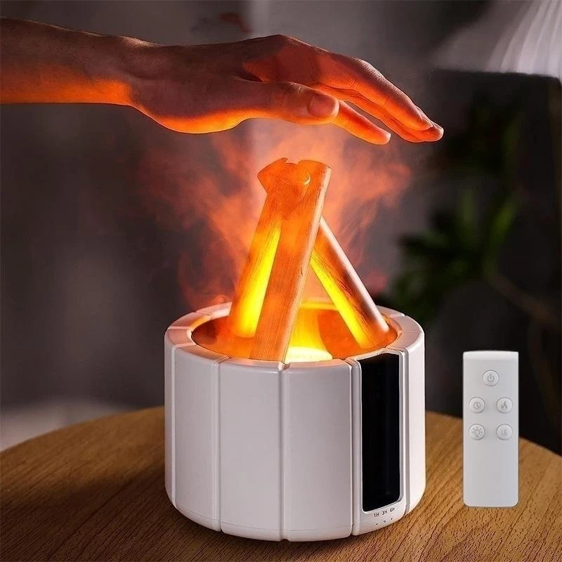 Bonfire Air Humidifier Campfire Aroma Diffuser Ultrasonic Cool Mist Maker Fogger Essential Oil Led Lamp Realistic Fire Diffusor