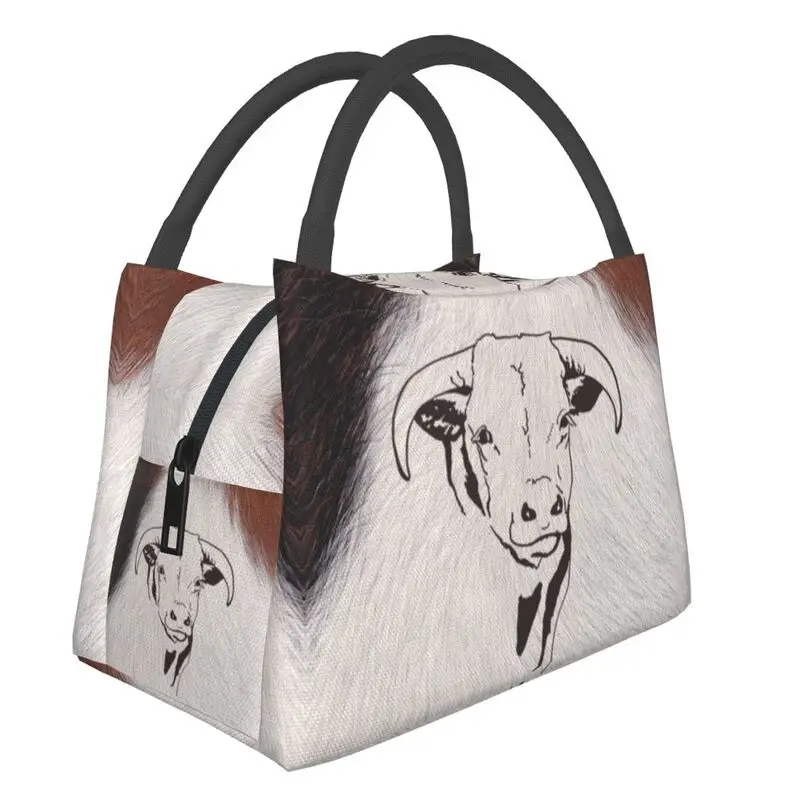 

Western Cowhide Steer Head Insulated Lunch Bag for School Office Animal Cow Texture Portable Thermal Cooler Bento Box Women