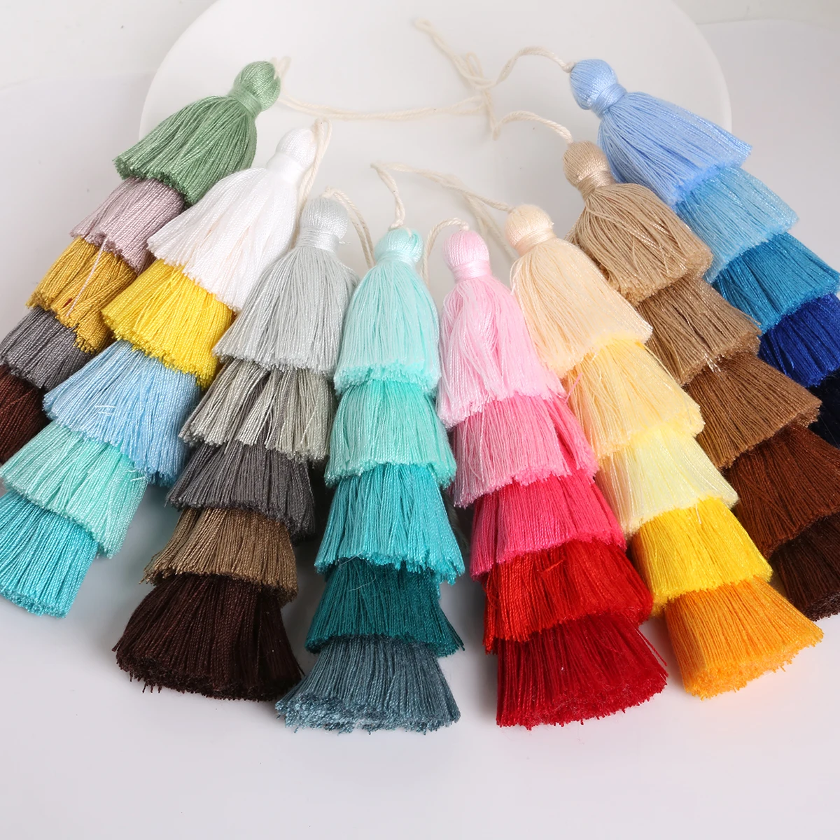 Description Picture 6 of item1pc 15cm Long 5 Layers Rainbow Color Gradient Fringe Tassel Keyring Bag Ornament Garment Tassels Fringes Trim Sewing Accessories