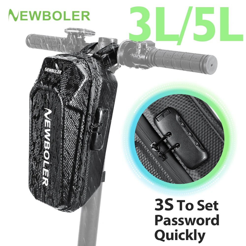 NEWBOLER 3L/5L Elektroroller-Tasche Zubehör Elektrofahrzeug-Tasche mit Zahlenschloss Wasserdichte Roller-Vordertasche Fahrradtasche ﻿