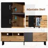 Modern TV Stand with 3 Cabinets & Open Shelves, Minimalist Wooden Entertainment Center for TVs Up To 80”, Sturdy TV Console 3