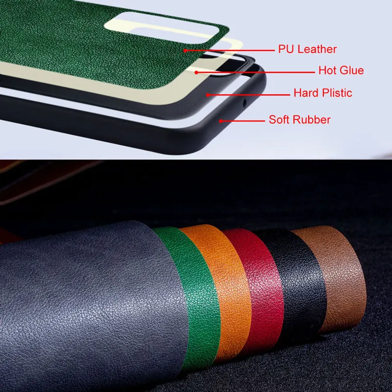 Premium Black PU Leather Phone Case with Full Package Anti-Drop Design and Precision Camera Cutout