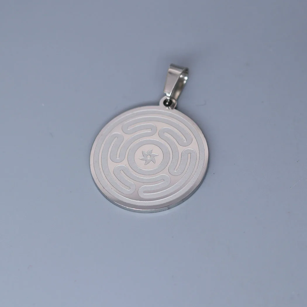 Hecate Wheel Pendant Stainless Steel Amulet Pagan Necklace Charm No Chain