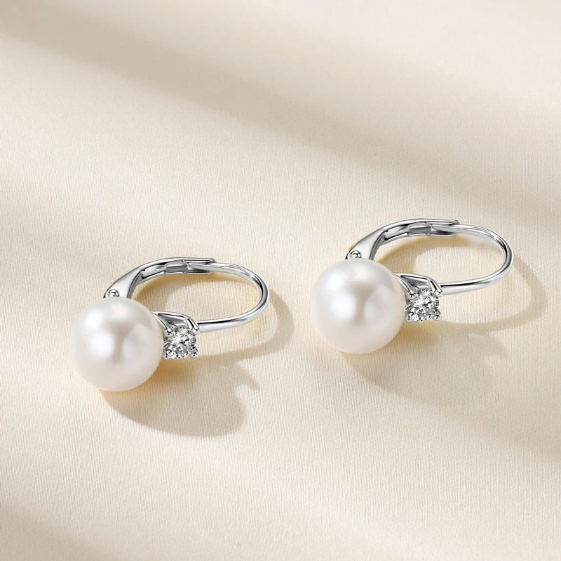 Pendientes De Aro Con Perlas De Moissanita, Plata De Ley 925, Oro De 18 Quilates, Con Certificado De Autenticidad, Perlas De Agua Dulce, Para Mujer, Moissanite