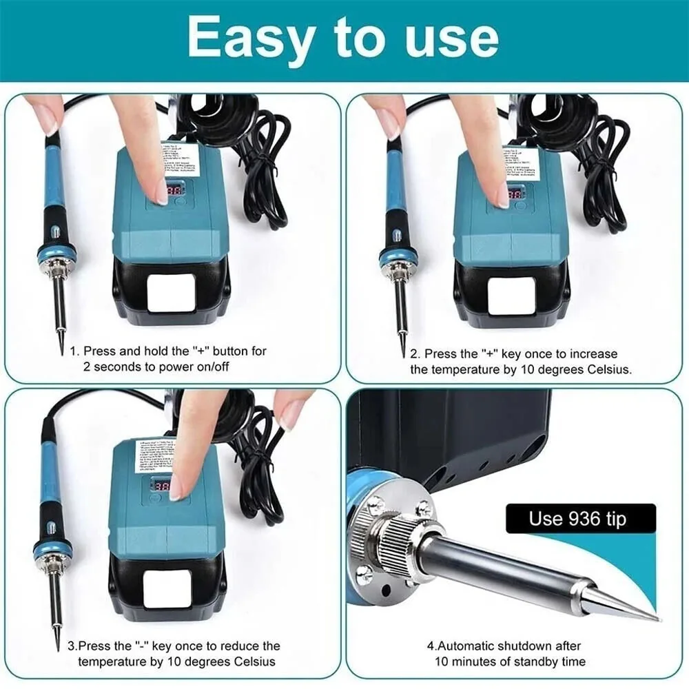 Electric Soldering Iron 60W Wireless Welding Power Tool 300-500℃ Temperature Adjustable Fast Heating for Makita 20V Battery