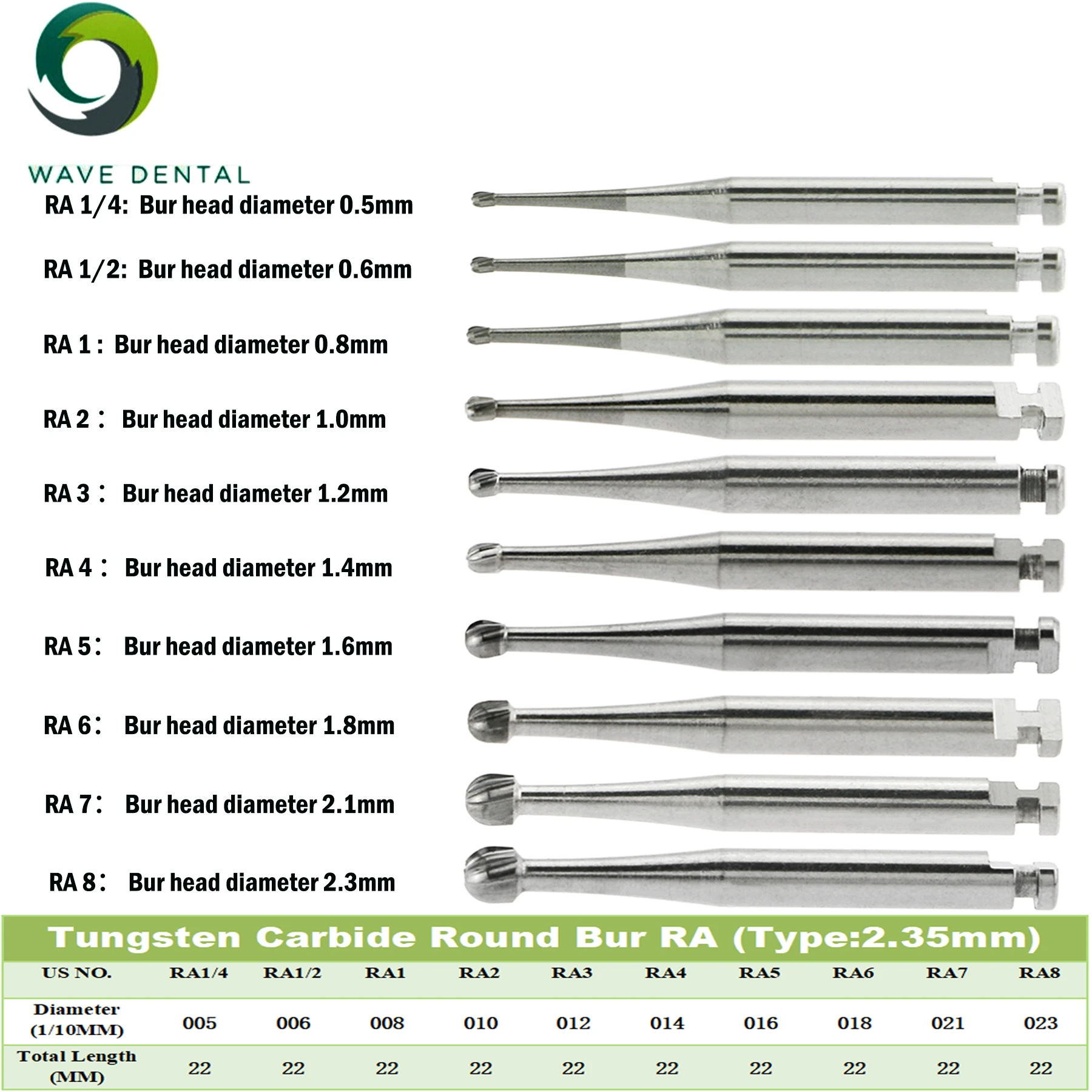 WAVE Dental Bur Tungsten Carbide Burs Spherical Vulgar Bent Bur RA