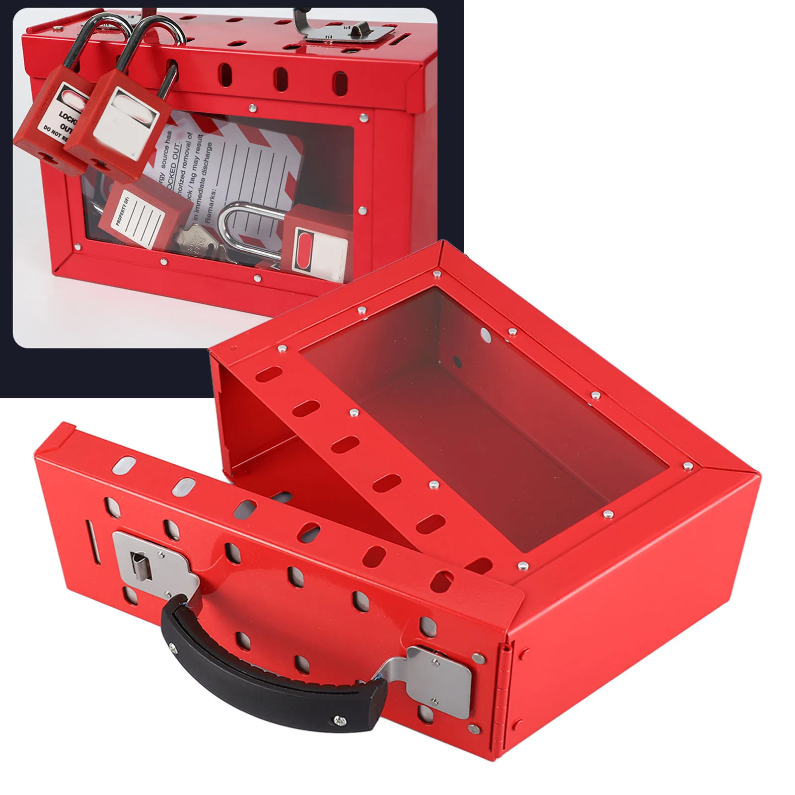 Group lock box portable transparent window safety lockout tagout box for office shopping mall home company group safety lock