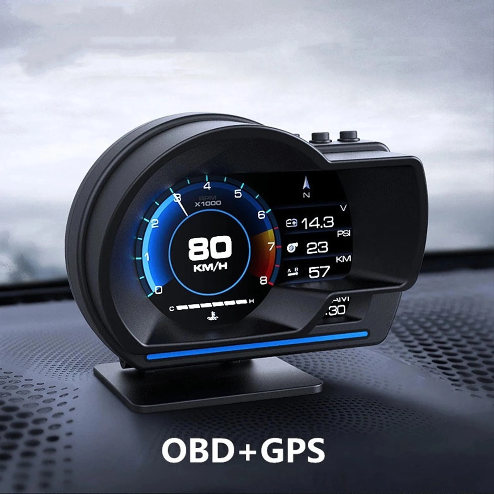 Car HUD Head up Display OBD2 GPS Smart Gauge Speedometer Turbo RPM Alarm for Truck - Automotive Advanced Driver Assistance Syste