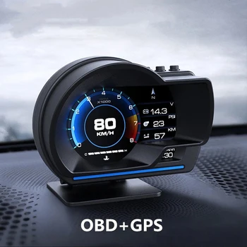 Head Up Display OBD2+GPS Smart Gauge Car HUD Speedometer Turbo RPM Alarm for Car Truck 1