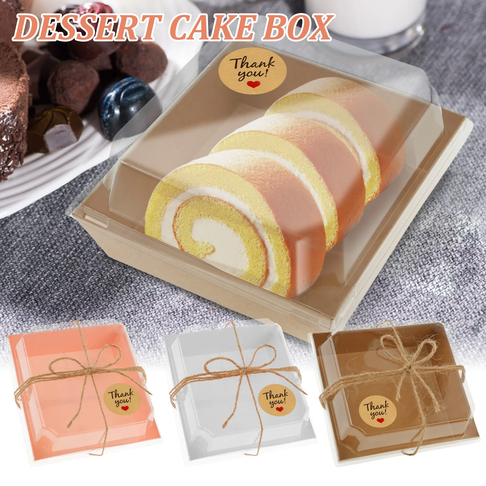 100/50pc Cake Box Dessert Candy Box with Clear Lid Food Packe for Wedding Party Christmas Decor Sandwich Bread Nuts Gift