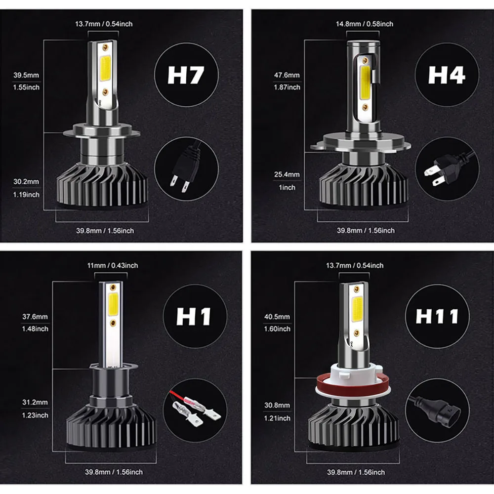 Infitary LED Headlights H7 H1 H11 9005 9006 H4 For Car 72W 12000LM Auto Headlamps Bulbs Fog Light White 6500K 12V Lamp Birght led car lights,led lights,led bulbs,led headlights,led car headlights,car headlamps
