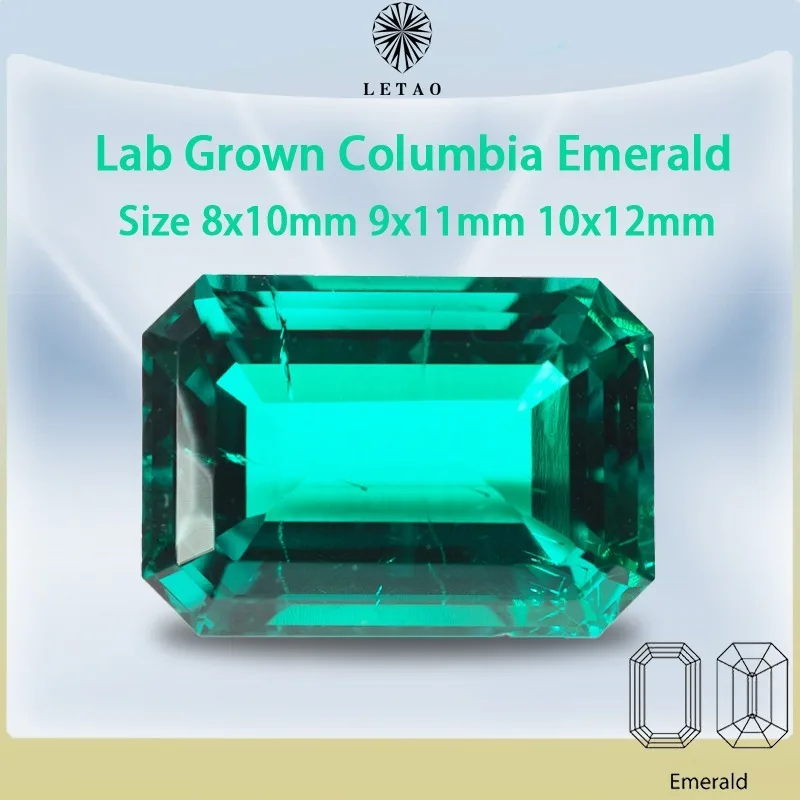 Lab Grown Columbia Emeralds Emerald Cut Hydrothermal Hand Cutting  Advanced Jewelry Making Materials 2.15-5.0ct AGL Certificate