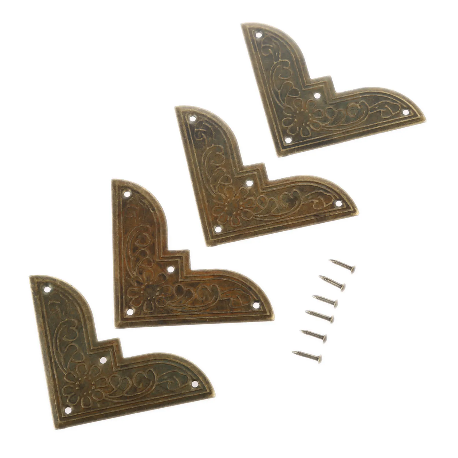 20 Pcs Furniture Fittings Antique Corner Bracket Jewelry Gift Box Wood Case Decorative Feet Leg Corner Protector Furniture furniture hardware angled furniture hardware furniture corner protector decorative corner cover wood box feet protector metal decorative protectors